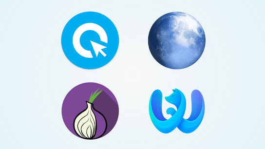 A grid of four app icons: Cliqz, Pale Moon, Tor Browser, and Waterfox.