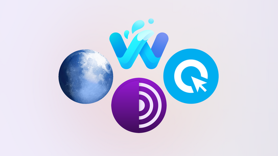A collage of four icons for Waterfox, Pale Moon, Cliqz, and Tor Browser.