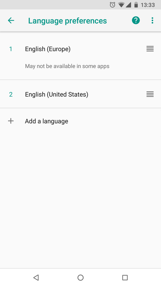 Locale ordering in Android language and locale preferences