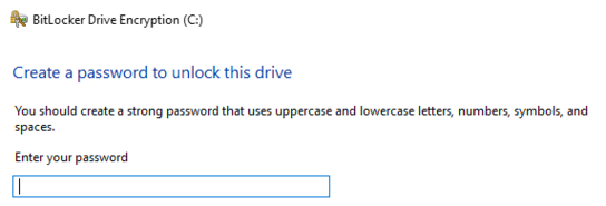 Dialog prompting for new BitLocker password