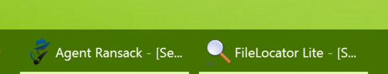 Agent Ransack and FileLocator Lite set on a green Windows taskbar