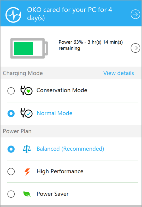 OneKey Optimizer’s battery manager toast