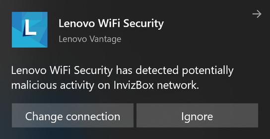 Lenovo Wi-Fi Security notification