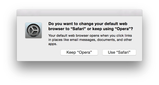 Dialog prompting “Do you want to change your default browser?”